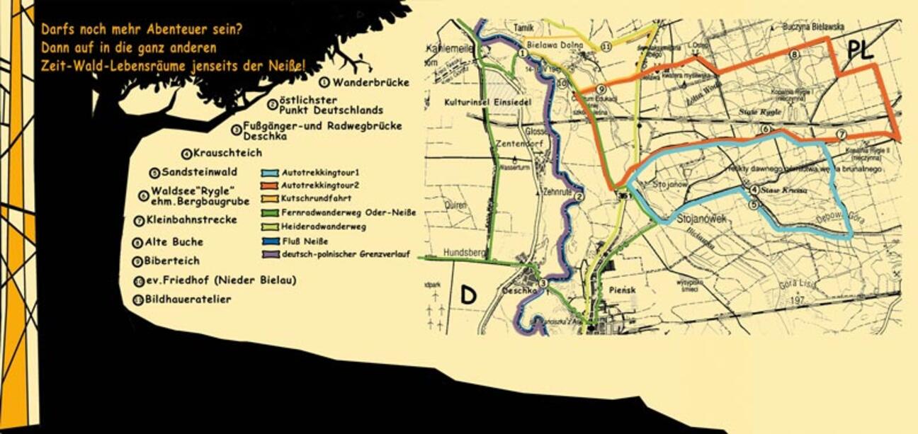 Karte Polen Bielawa Dolna Fahrradstrecke