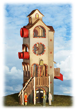 Le Temps Libre slide tower Kuenstlerische Holzgestaltung Kulturinsel Einsiedel