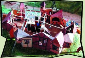 Entwurf einer Sandspielstadt Miniatur Modell, Künstlerische Holzgestaltung Jürgen bergmann