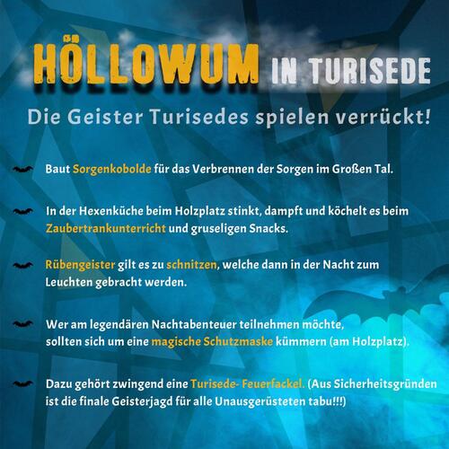 Höllowum in Turisede - am 28. Oktober - Die Geister Turisedes spielen verrückt!

Hier noch einige Programmergänzungen:
...
